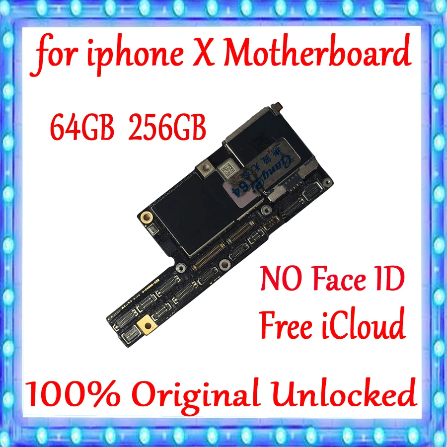 Нет iCloud для iPhone X материнская плата 64 Гб 256 ГБ 100% Оригинал разблокирован