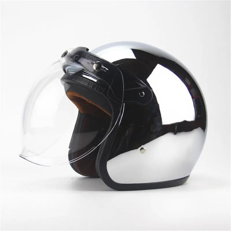 Free shipping new personalized fashion chrome cascos capacete motorcycle helmet 3/4 open face vintage scooter jet helmets
