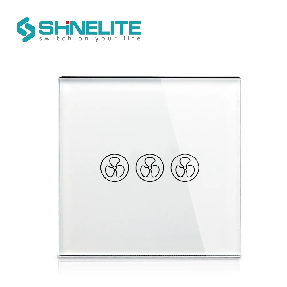 SHINELITE EU Touch Screen Fan Switch Speed Regulation Crystal Glass Panel AC 110~240V Home Wall | Обустройство дома