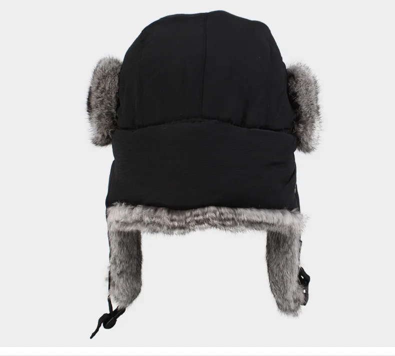 High Quality Mens 100% Real Rabbit Fur Winter Hats With Ear Flaps Outdoor Warm Snow Caps Russian Hat Bomber Cap For Women W00256