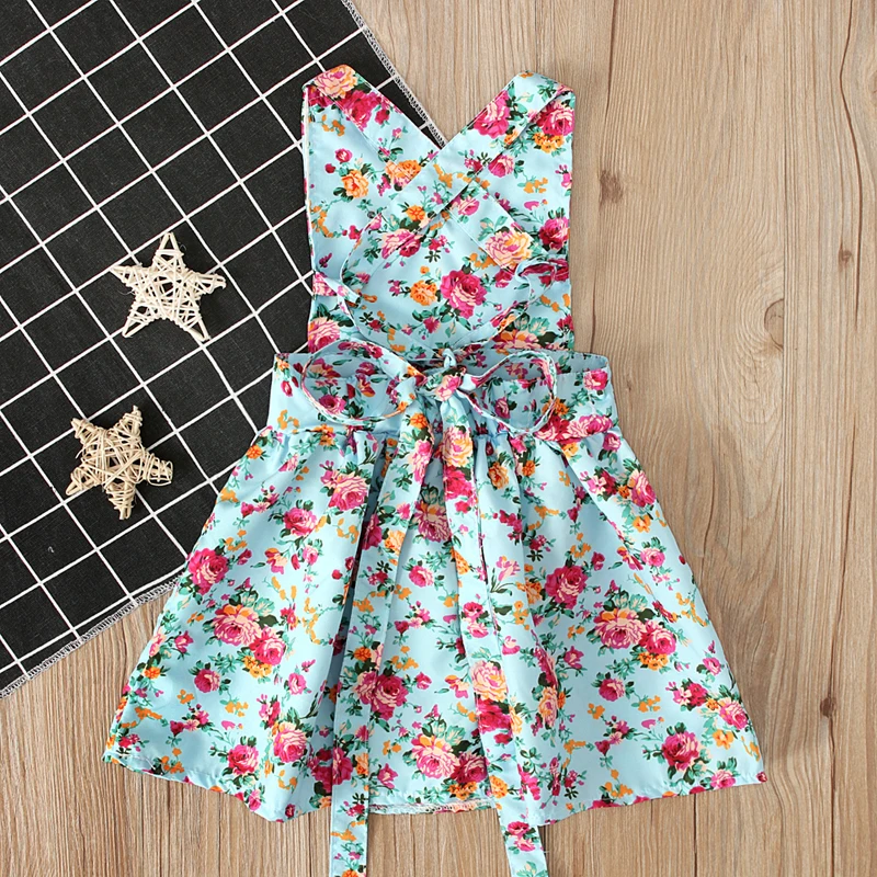 Baby Girls Dress Summer Beach Style Sleeveless Lace Backless Dress For Girls Vintage Toddler Girl Clothing 0-2Yrs Bebe Vestidos