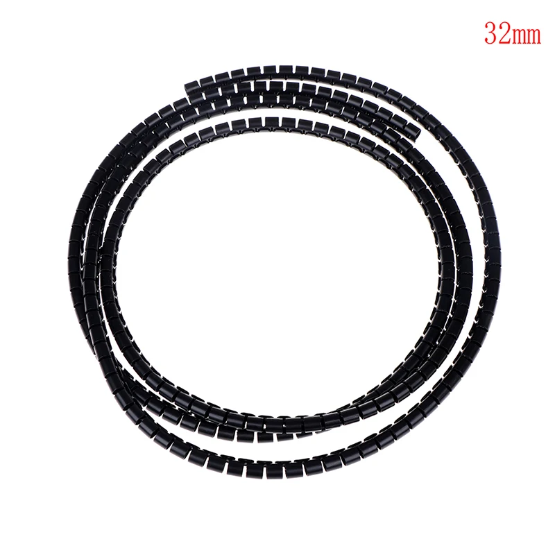 Black 32mm 1 м 8/16/22/32 мм проволока из нержавеющей стали рулон туб клипы кабельная муфта Органайзер трубы Обёрточная Бумага шнур протектор Гибкая спиральная Управление устройства - Цвет: Black 32mm