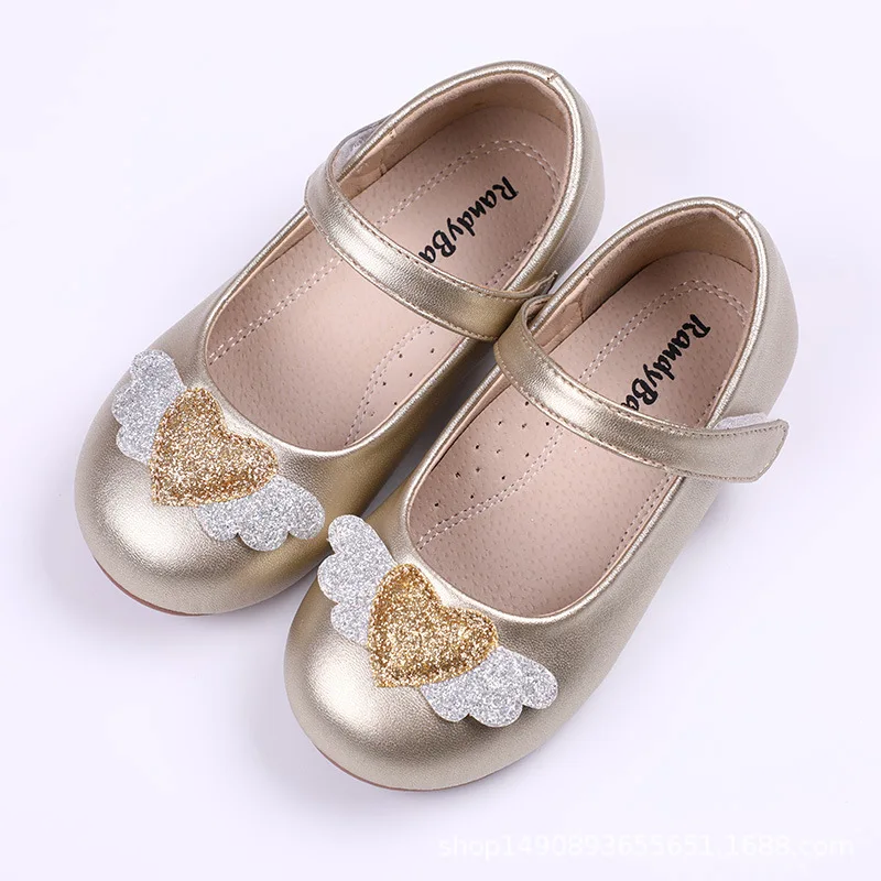 Детская обувь с блестками и бантом кожаная принцессы танцевальная для девочек