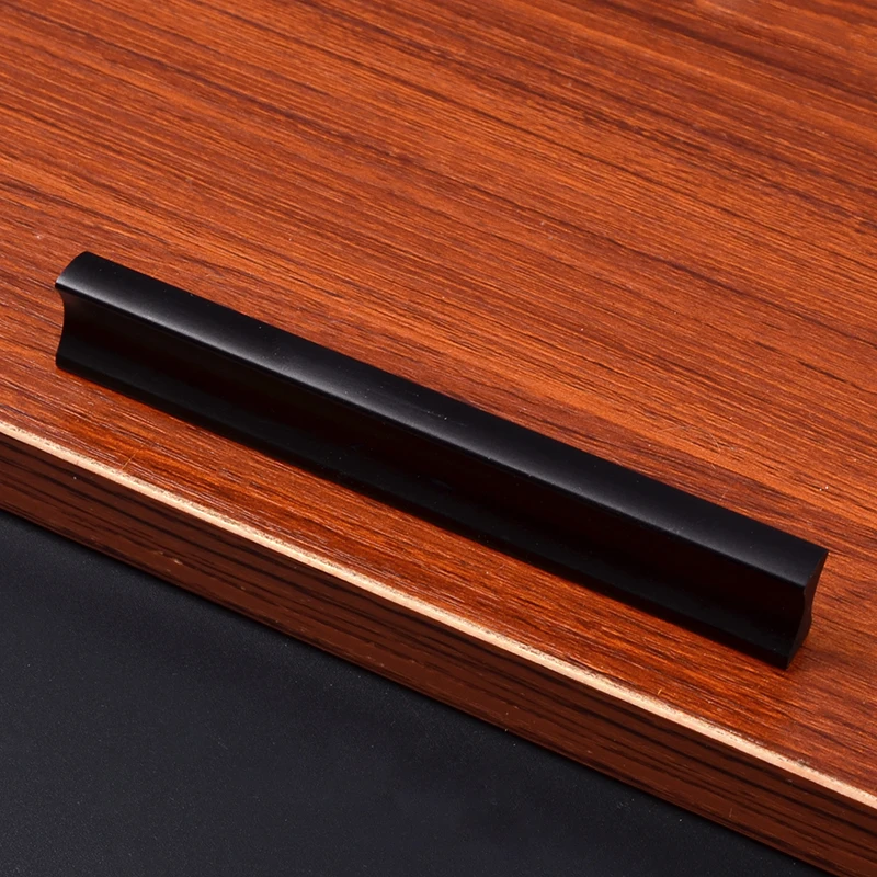 Простые ручки из черного алюминиевого сплава Модернизированный ящик кухонная