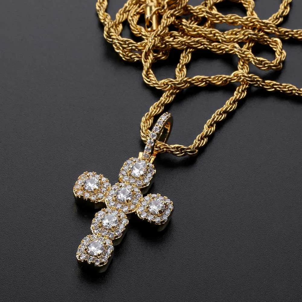 JINAO Новая модная подвеска крест ожерелье кубический циркон Iced Out цепь хип хоп ювелирные изделия для мужчин женщин Подарки