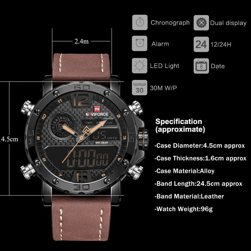 Модные часы NAVIFORCE мужские роскошные брендовые кварцевые наручные повседневные