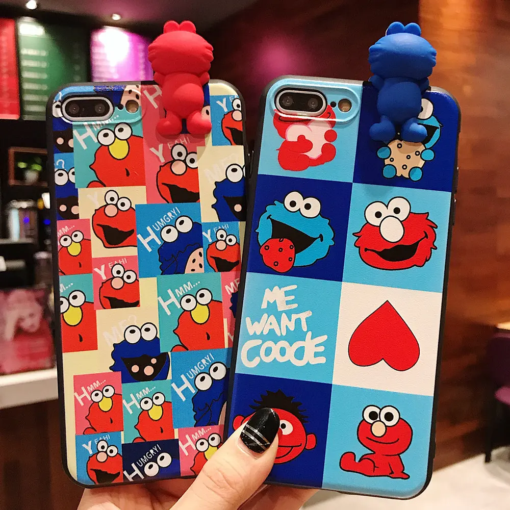Милый чехол для телефона с изображением Улица Сезам iPhone XR XS MAX мультфильм 3D ELMO