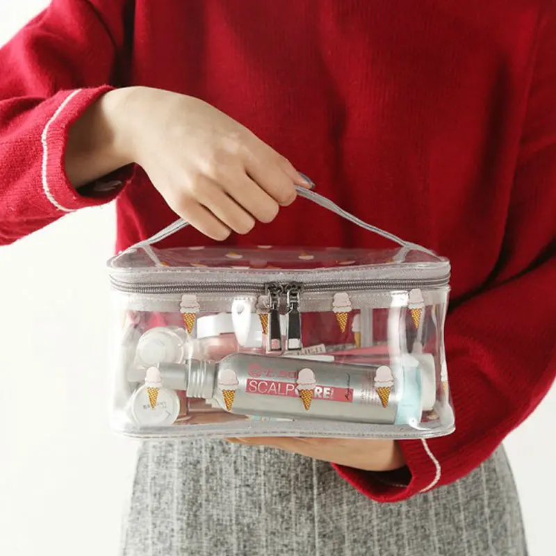 Прозрачные косметички из ПВХ с изображением кактуса для путешествий