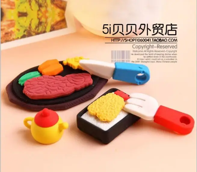 Ластики для стилизации еды Kawaii детей набор милых Резиновых Игрушек канцелярские