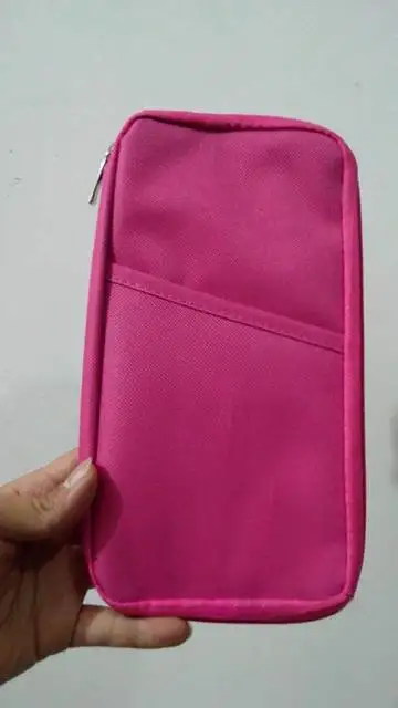 Folder Document Bag Printing Card Package Travel Passport File Package Zipper Multi- Functional Long Paragraph Ticket Holder - Цвет: Rose Without Logo