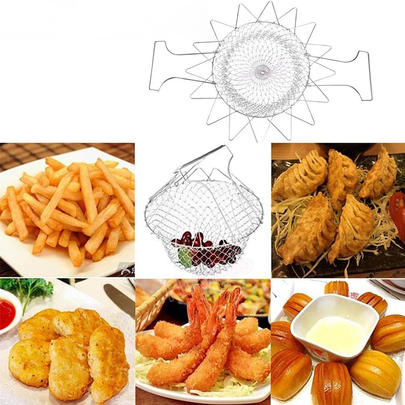 Высококачественная Складная промывка паром деформации Fry French Chef Basket Волшебная