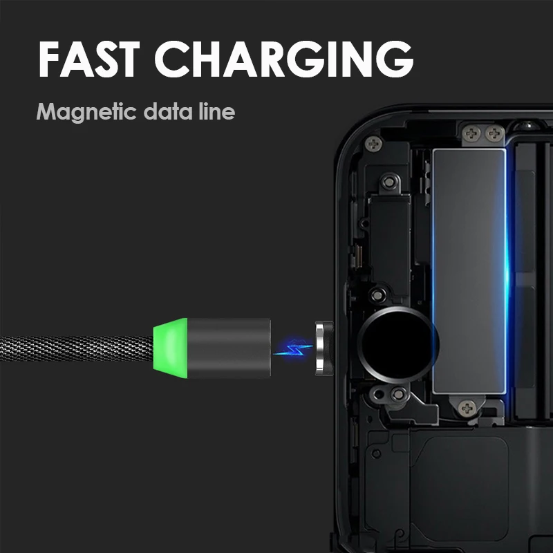 Overfly Магнитный кабель LED Micro USB кабели 1 м быстро зарядное устройство ing магнит