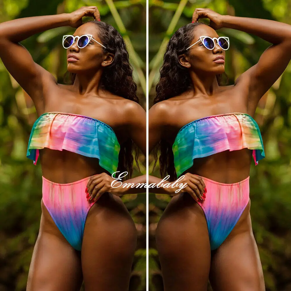 Новинка 2019 женские бикини с высокой талией Танкини эффектом пуш-ап мягкие из двух