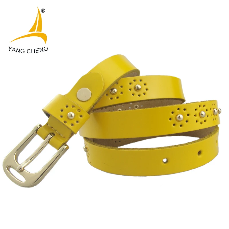[CNYANGCHENG]yellow womens belt soft metals small narrow english tip leather 2017 new clothing fashion | Аксессуары для одежды
