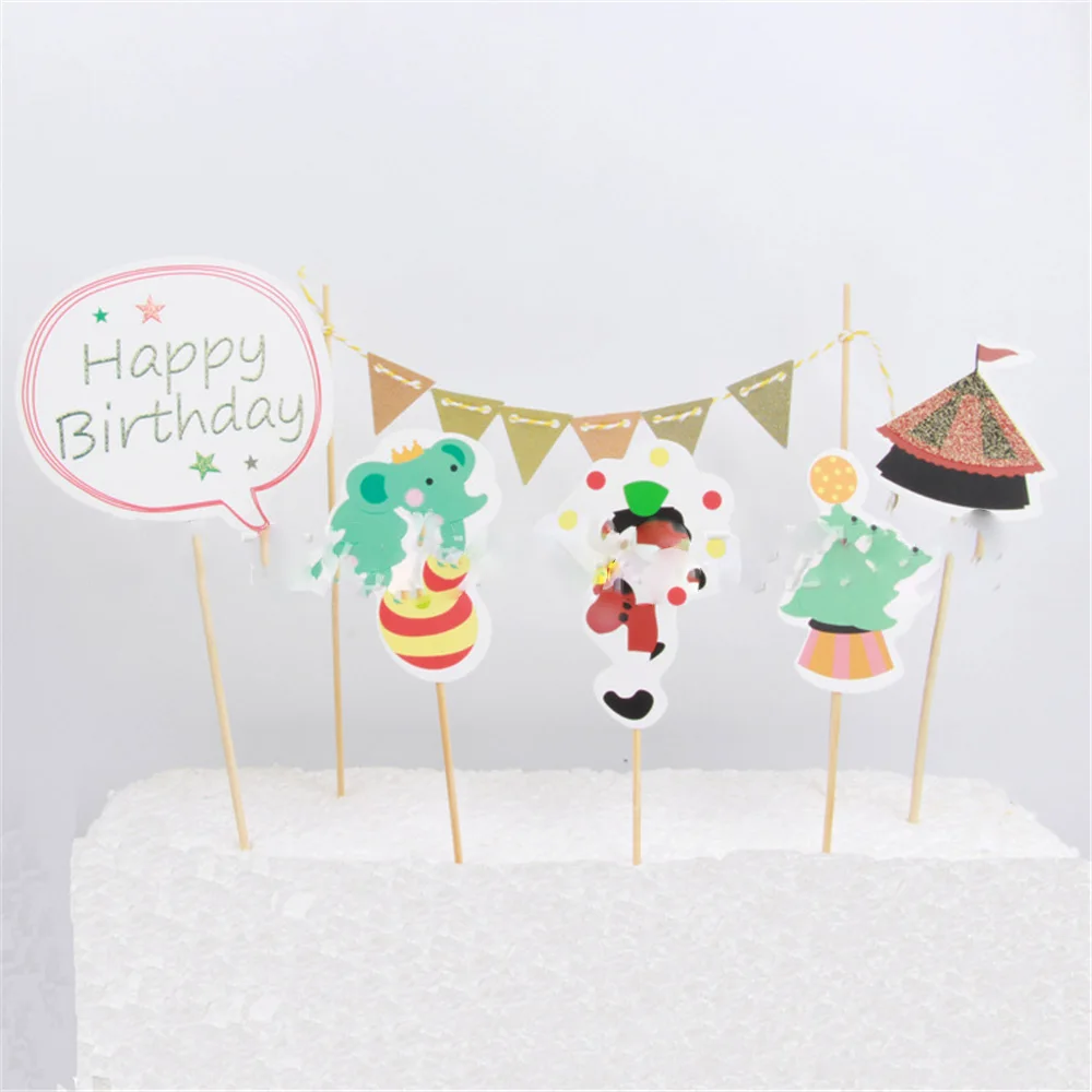 1 шт. цирковые брюки капкейк Топпер клоун слон флаг торты украшения для свадьбы