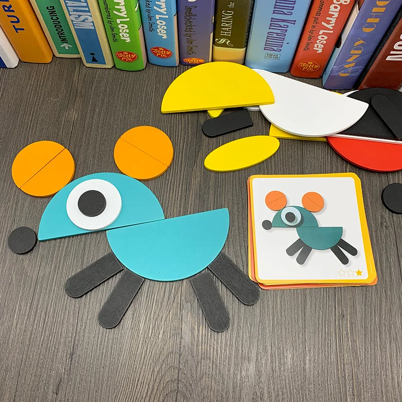 

JaheerToy Tangram Jigsaw Board Wood Puzzle Creative Fun Toys for Children Montessori Early Education Shape Color Classification