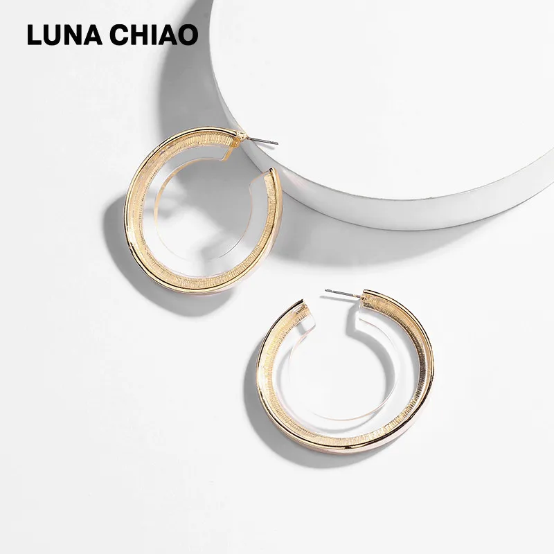 Женские акриловые серьги кольца LUNA CHIAO новые дизайнерские круглые прозрачные