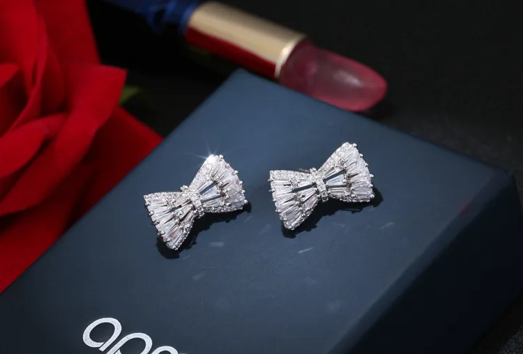 Женские серьги гвоздики из серебра 925 пробы с кристаллами циркония|brincos fashion|pendientes