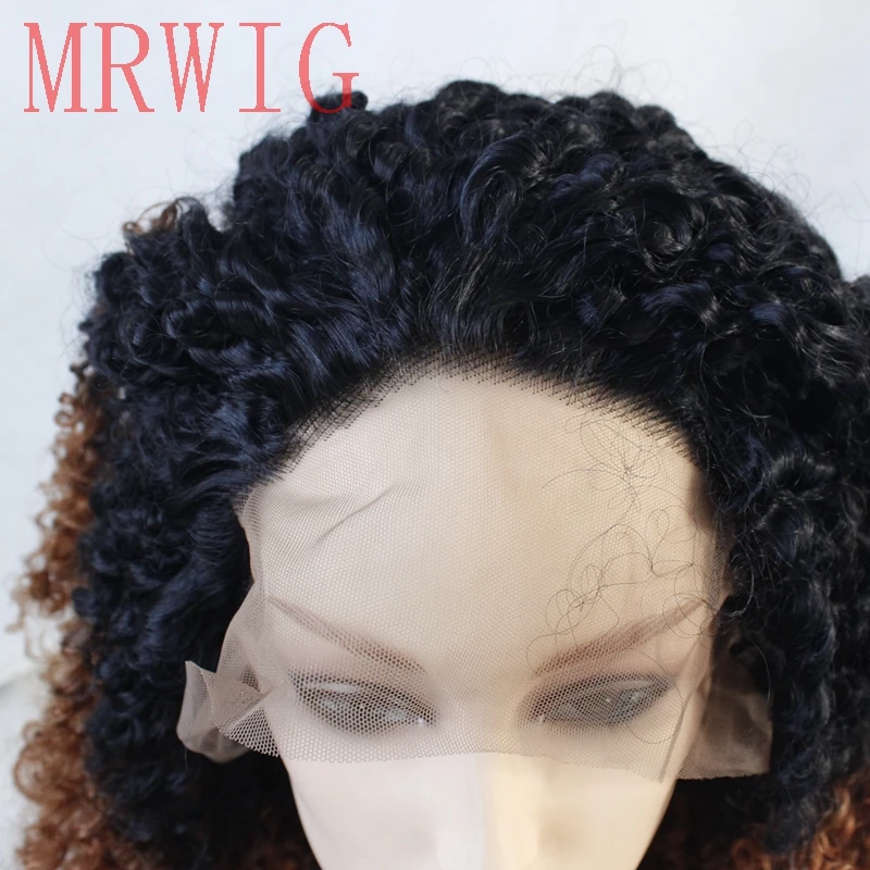 MRWIG 1b # Ombre #30 Auburn кудрявый синтетический парик фронта шнурка бесклеевая