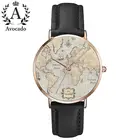 Часы наручные кварцевые, с кожаным ремешком, в стиле ретро, с картой мира