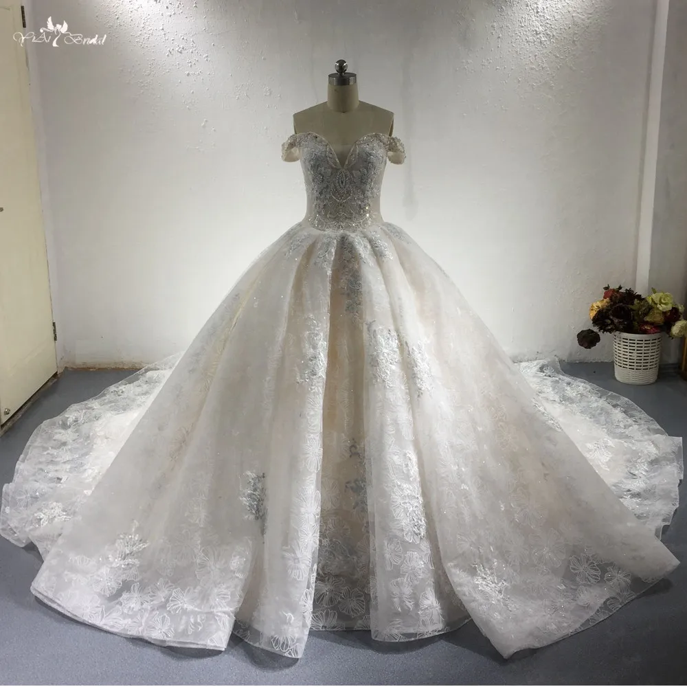 LZ285 свадебное платье цвета шампанского с королевским шлейфом свадебные платья