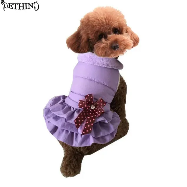 

Новое поступление, осенне-зимнее теплое хлопковое пальто с капюшоном для собак, куртка, платье для щенков, кошек, милая одежда для принцессы,...