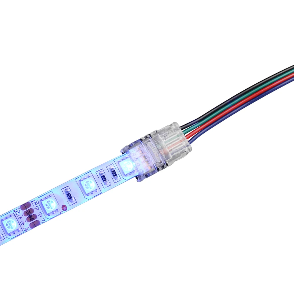 Светодиодная лента 10 мм с 4 контактами для подключения проводов клеммы