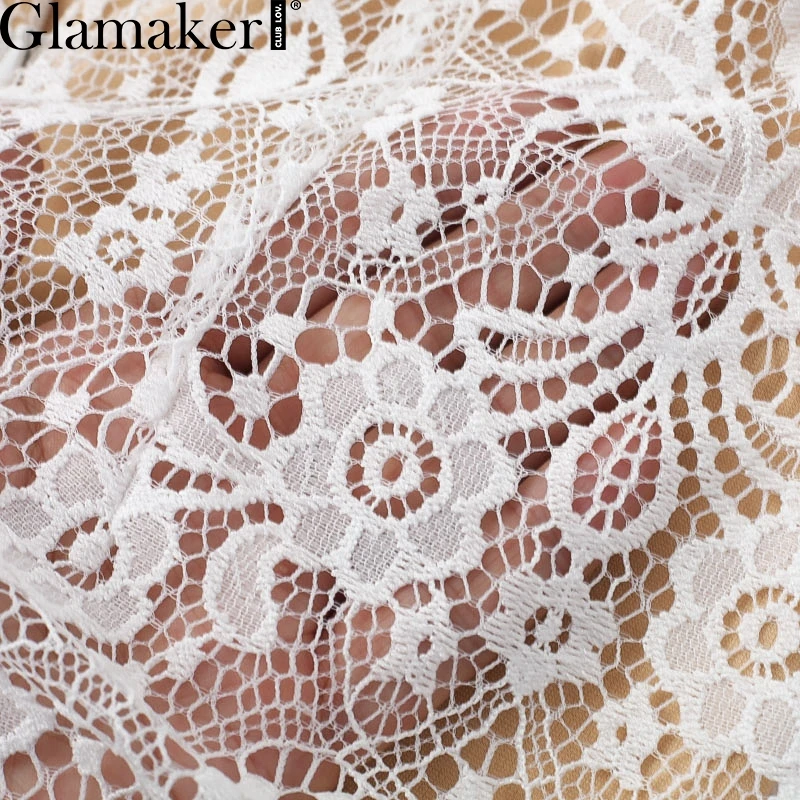 Glamaker, черный вязаный кружевной сексуальный сарафан, женское облегающее Прозрачное платье миди, Элегантное летнее повседневное Клубное женское платье