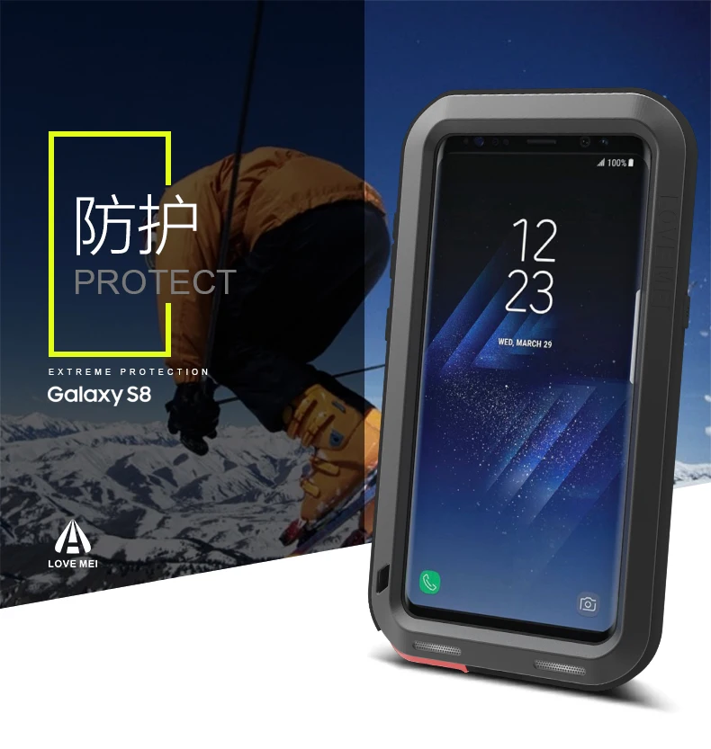 Мощный чехол для samsung S8 G9500 Love Mei ударопрочный металлический алюминиевый