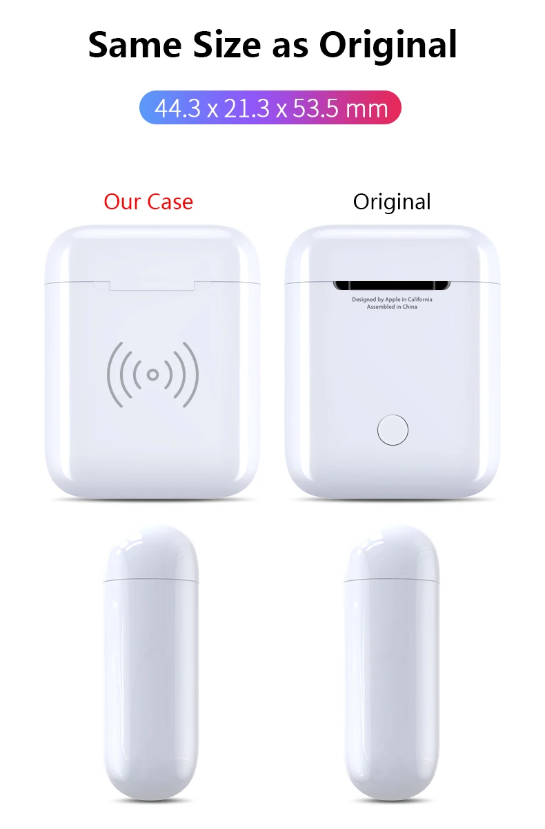 Беспроводной зарядный чехол для AirPods 450 мАч Qi беспроводной зарядный чехол приемник для Apple гарнитура для AirPods беспроводной чехол