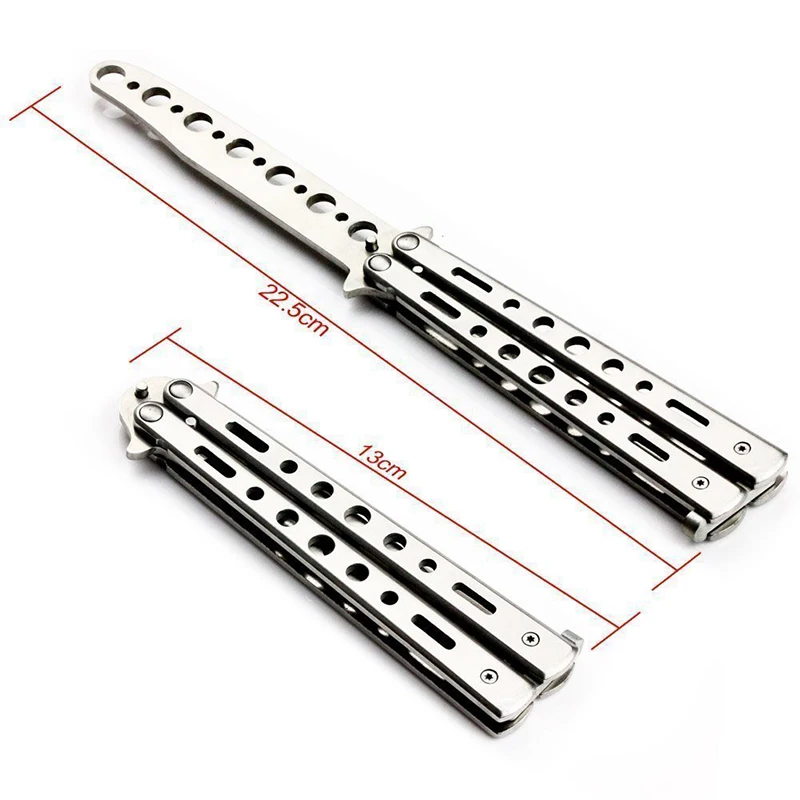 Цеп-бабочка из нержавеющей стали, складной нож, тренировочный нож Balisong, серебряные инструменты для активного отдыха