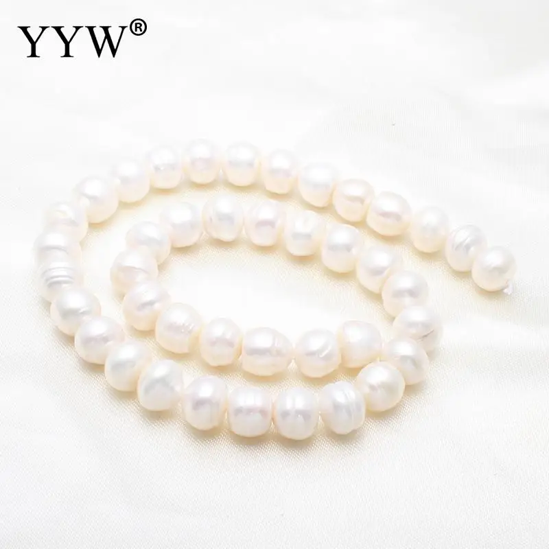 Высокое качество 10-11 мм 100% Бусы из натурального пресноводного жемчуга белого
