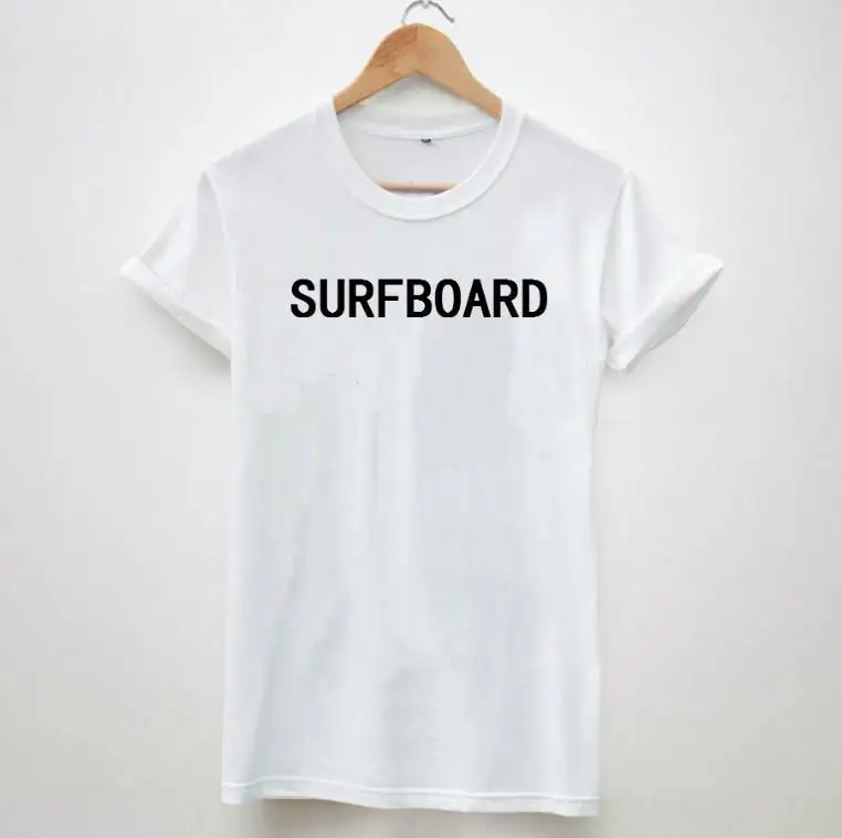 

SURFBOARD Letters Print Women Tshirt Cotton Casual Shirt Black White Top Tees Plus Size S-XXXL Camiseta TZ203-863