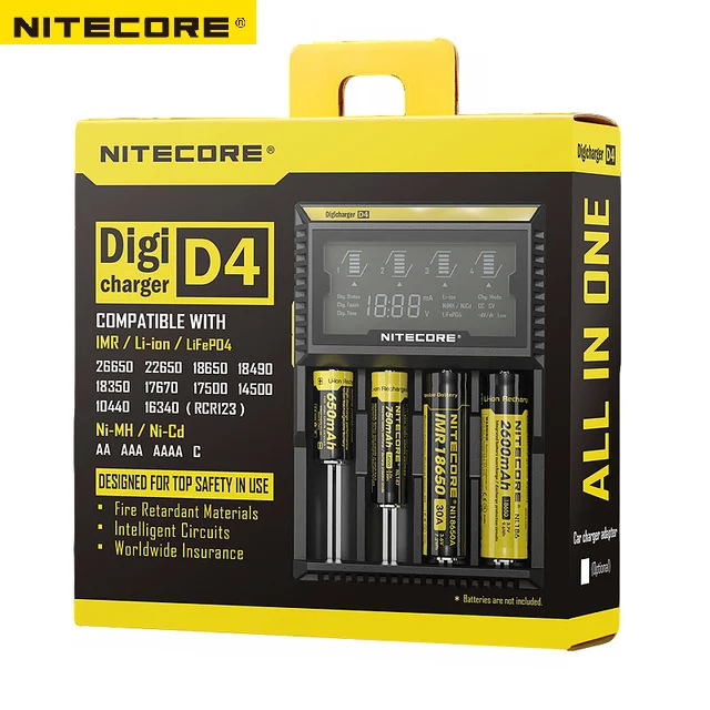 Оригинальное зарядное устройство NITECORE D4 Digi с ЖК дисплеем универсальное подходит