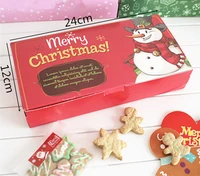 free shipping christmas red gingerbread cookie biscuit candy cake box bakery gift packing boxes party supply favors