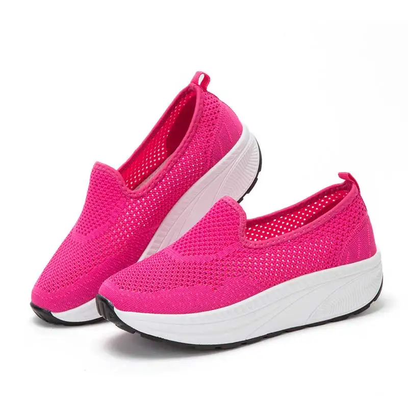 Summer rose red BeckyWalk/Летняя женская обувь из сетчатого материала; лоферы на платформе; сезон осень; слипоны; дышащая женская повседневная обувь на плоской подошве; zapatos mujer; Размеры 35-42; WSH2925 - Цвет: Summer rose red