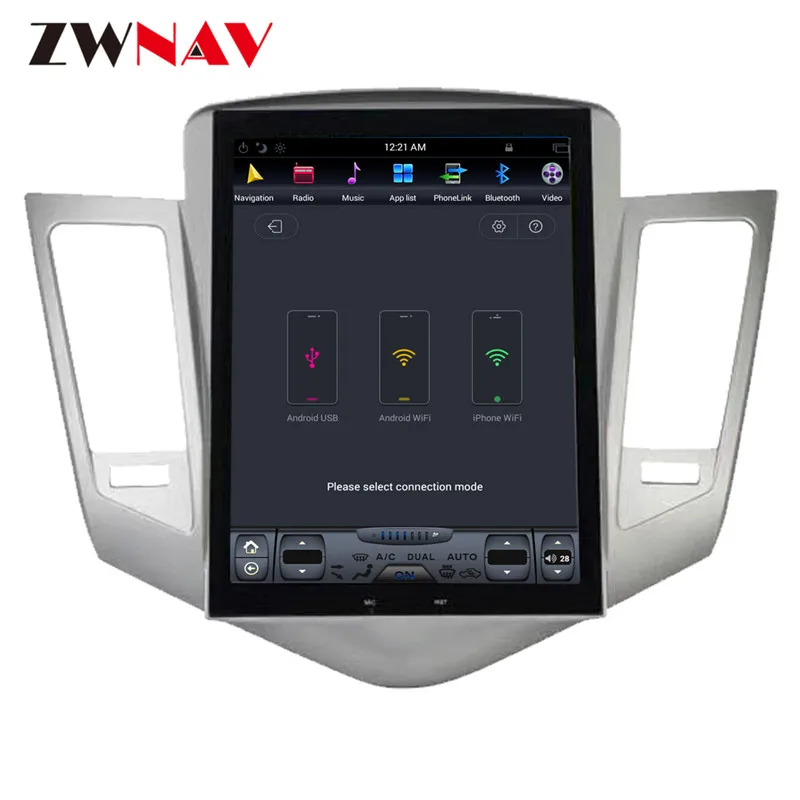 ZWNVA Тесла стиль экран новейший Android 7,1 автомобильный dvd-плеер gps навигация Радио экран для CHEVROLET CRUZE 2009-2013