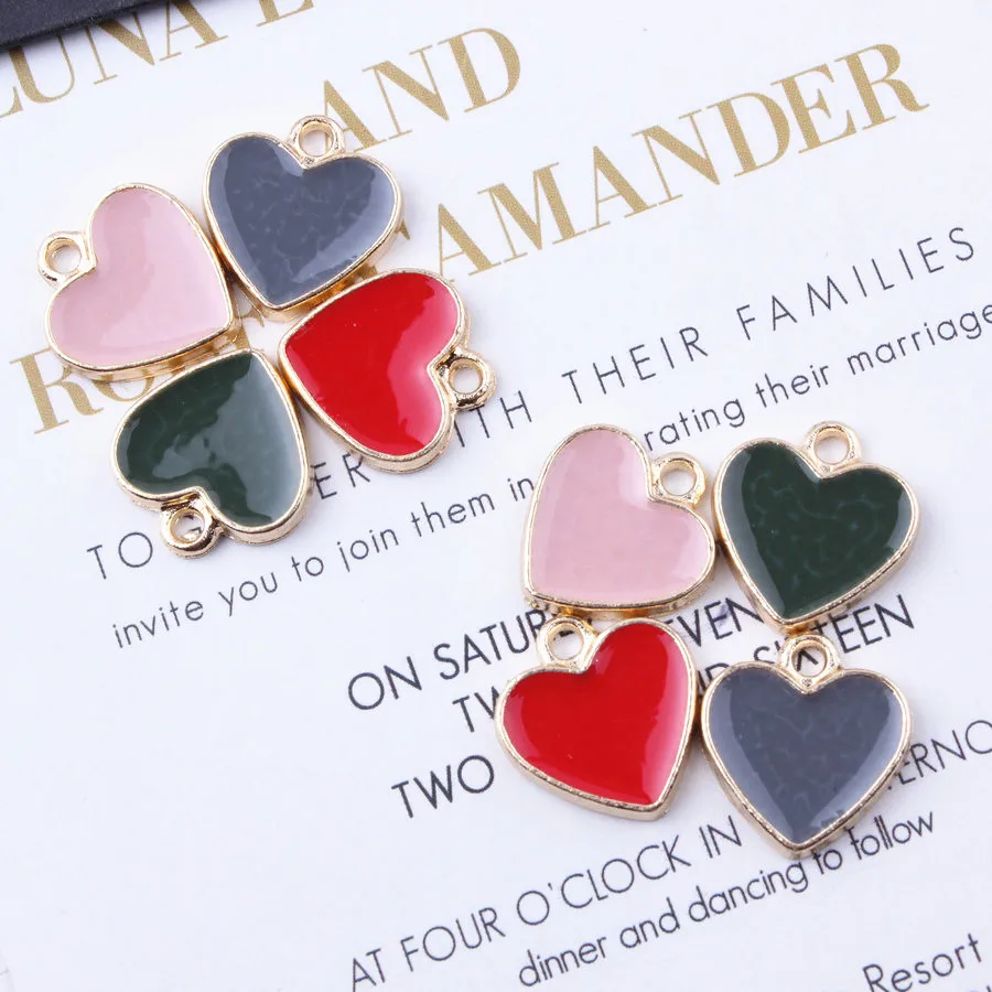20pcs Mix 4 Colors Hearts Drop Oil Enamel Charm Alloy Pendant DIY fit Bracelet Necklace Accessories Valentine's Day Gift | Украшения и
