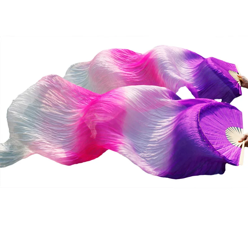 

100% Silk High Quality Chinese Silk Dance Fans 1 Pair Belly Dance Fans Handmade Dyed Purple+Light purple+Rose+Pink+White 5 Sizes