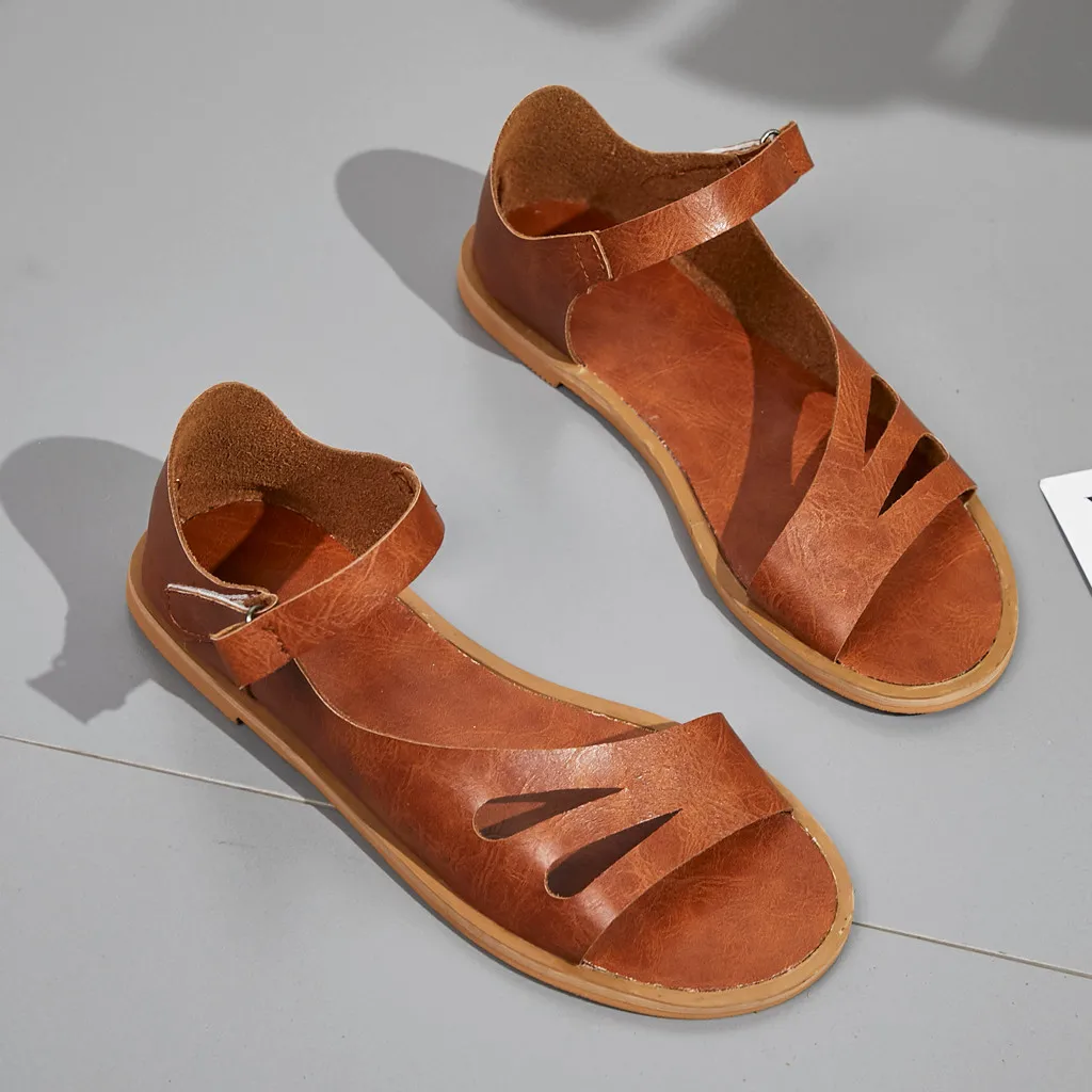 Сандалии женские с открытым носком босоножки на плоской подошве повседневная