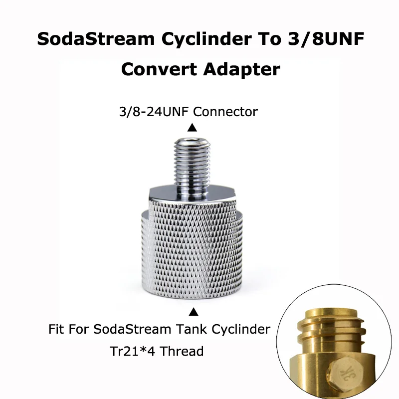 SodaStream цилиндр до 3/8-24UNF адаптер преобразования для аквариумных рыб или домашнего пивоварения бочонок Co2 регуляторы резервуара