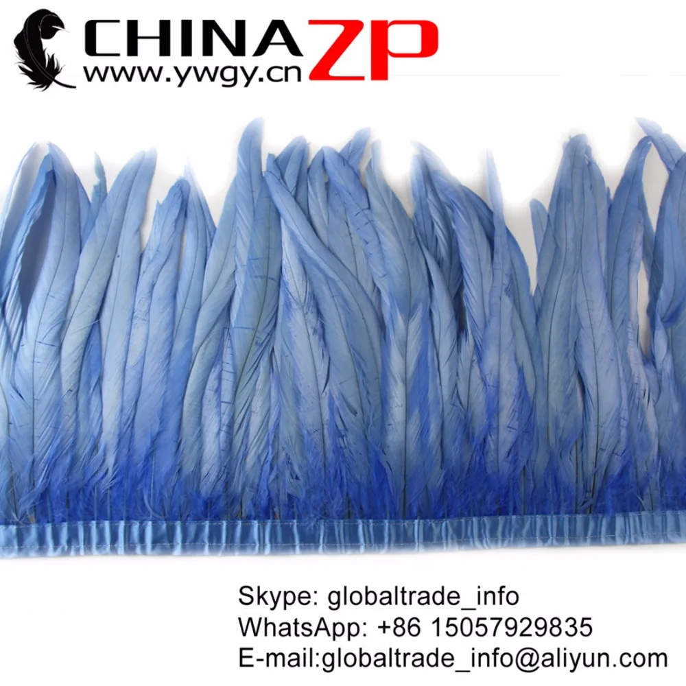 

CHINAZP Carnvial Feather Supplier 30~35cm(12~14inch) Beautiful Decolorizing Light Blue Color Rooster Tail Feathers Trim