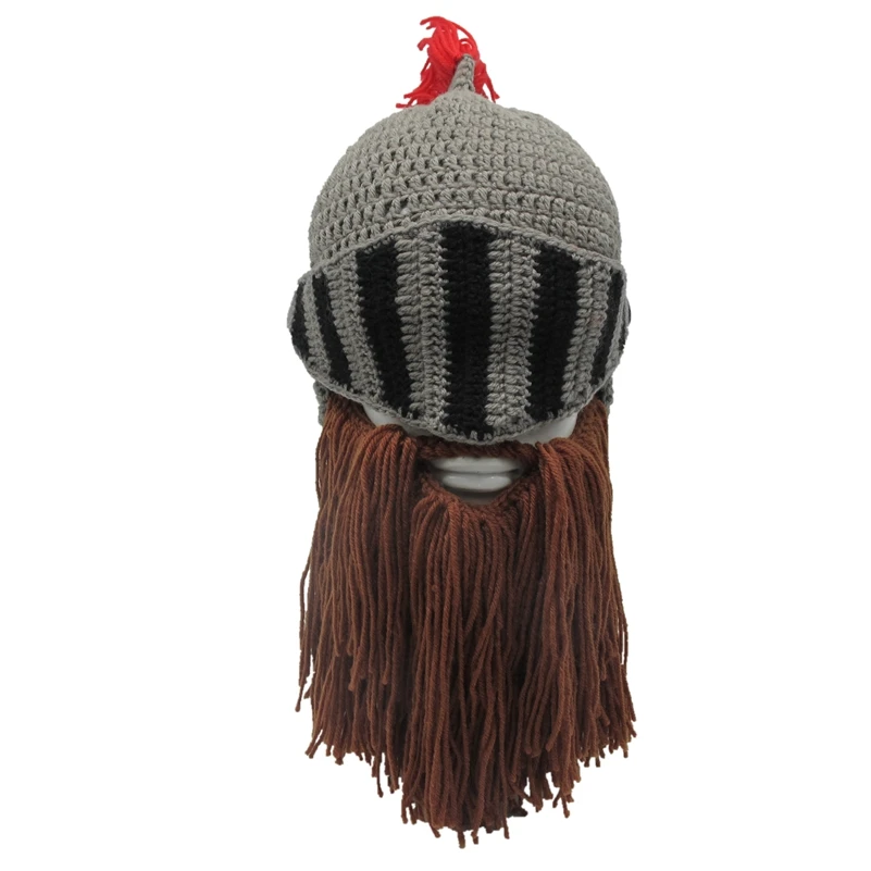 Вязаные мужские шапки в стиле римского рыцаря с кисточками для косплея
