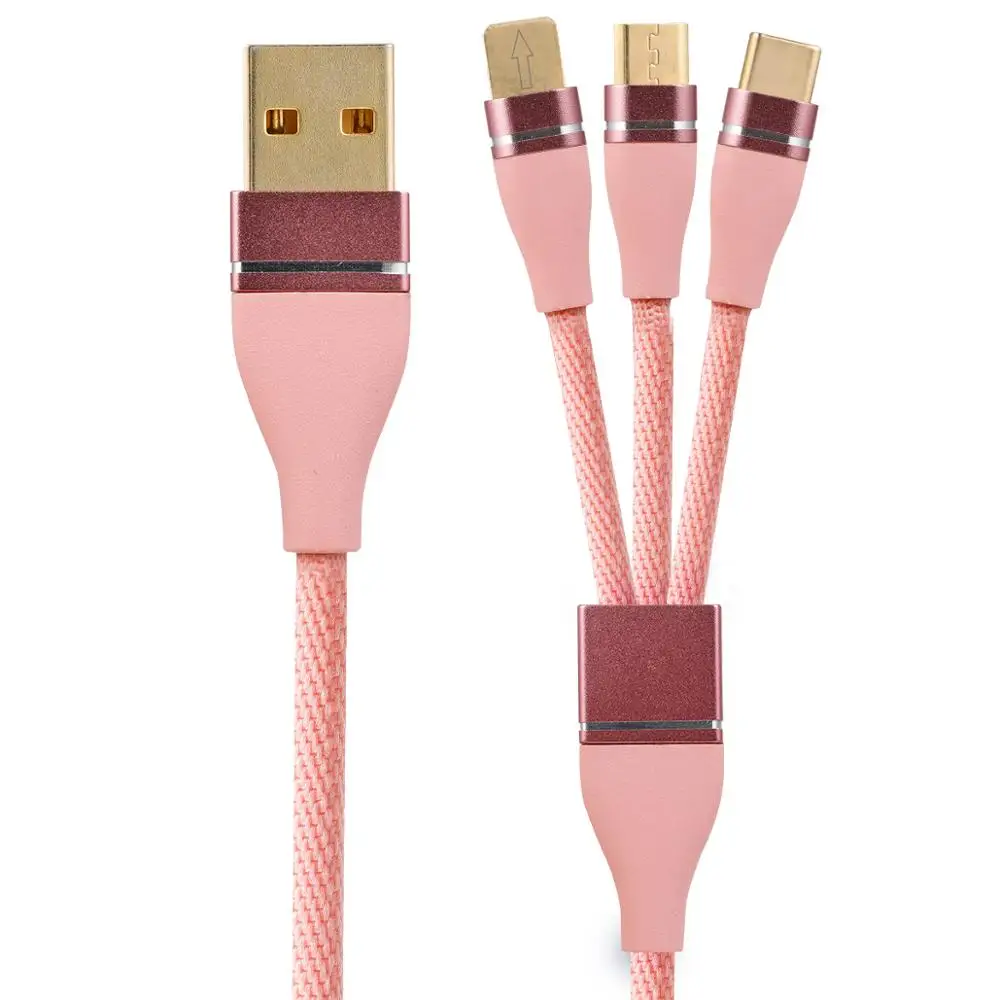 Инновационный Универсальный USB кабель Xiaomii 3 в 1 многоцелевой usb с нейлоновой
