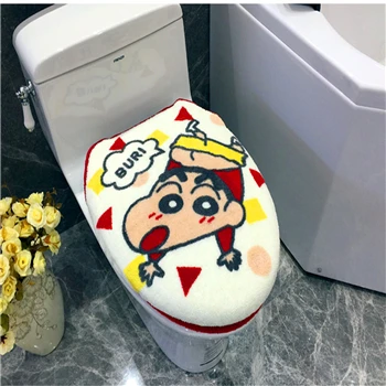 Дизайн японский стиль прекрасный подарок Shinchan мультфильм ванная комната нескользящий коврик моющееся сиденье для унитаза крышка Kawai теплый коврик для туалета - Цвет: 2 pcs