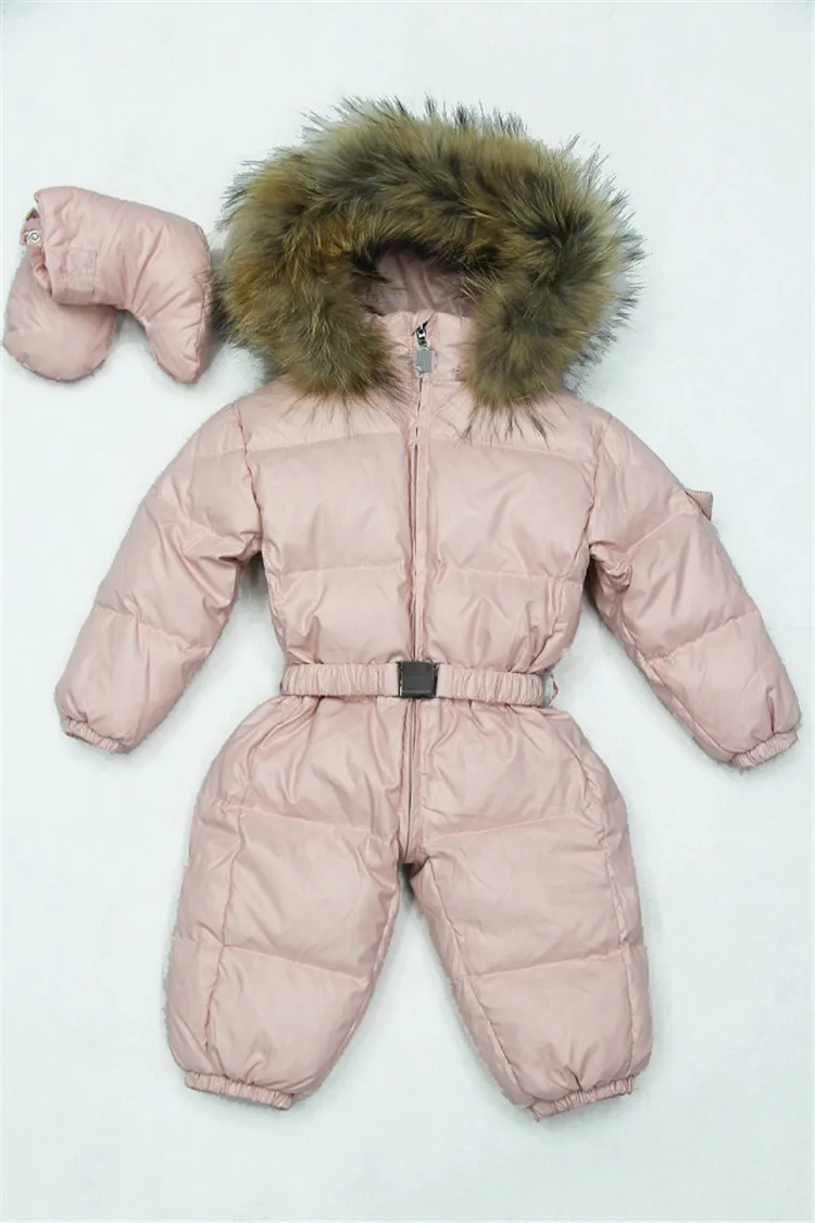 6 М 3 Т Сгущает Детские Младенческой Snowsuit Природа Меха детские зимние Комбинезоны
