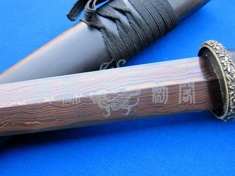 Сварной стальной нож S4342 черный черное дерево красная Дамасская сталь с