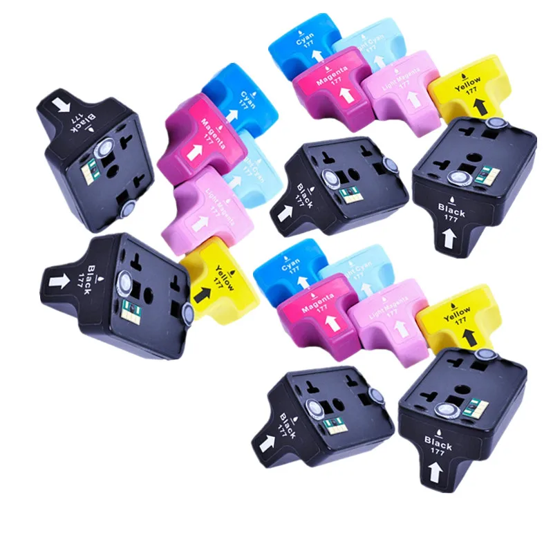 3SET 3BK Сменные чернильные картриджи для 177 XL 177XL HP177 HP177XL PhotoSmart C7185 C7186 C7188 C7250 C7275 C7280 C7283 C7288 - Цвет: 3SET 3BK