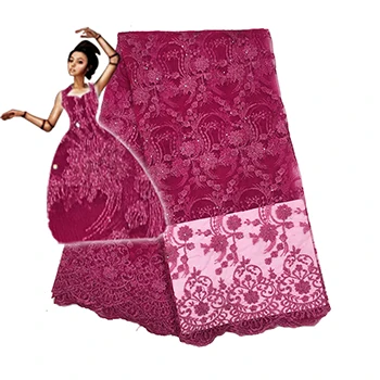 rose red(2yard) Африканская кружевная ткань 2 ярда/партия Epacket Высококачественная французская кружевная ткань в нигерийском стиле африканская кружевная ткань для вечернего платья - Цвет: rose red(2yard)