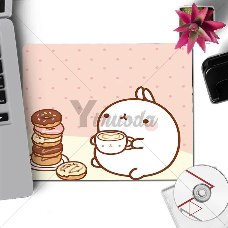 Yinuoda, Новое поступление, Molang спальный кофейный коврик для ноутбука, игровой коврик для мыши, размер для 180x220x2 мм и 250x290x2 мм, маленький коврик для мыши - Цвет: No Lock Edge18x22cm
